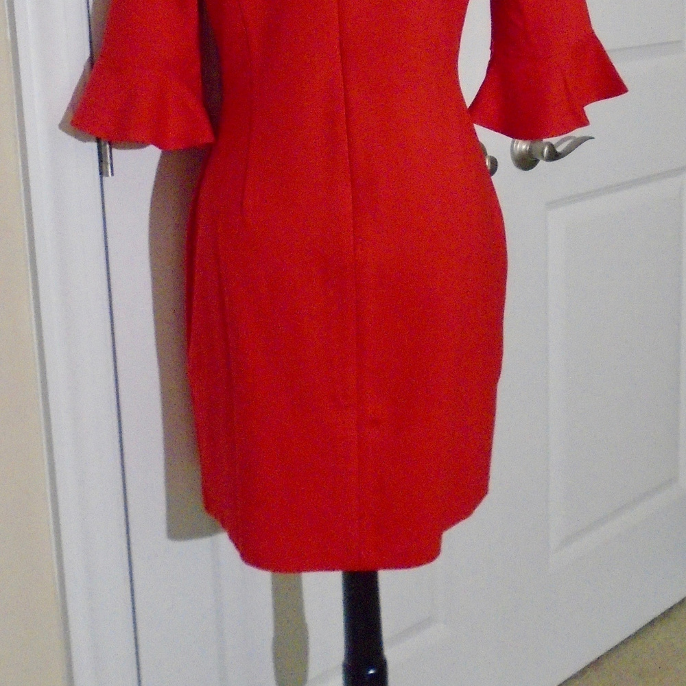 BANANA REPUBLIC Ponte Flutter-Sleeve Dress 10P RED - Picture 8 of 8
